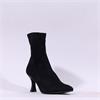 Miss Elastic High Heel Point Ankle Boot - Black Stretch